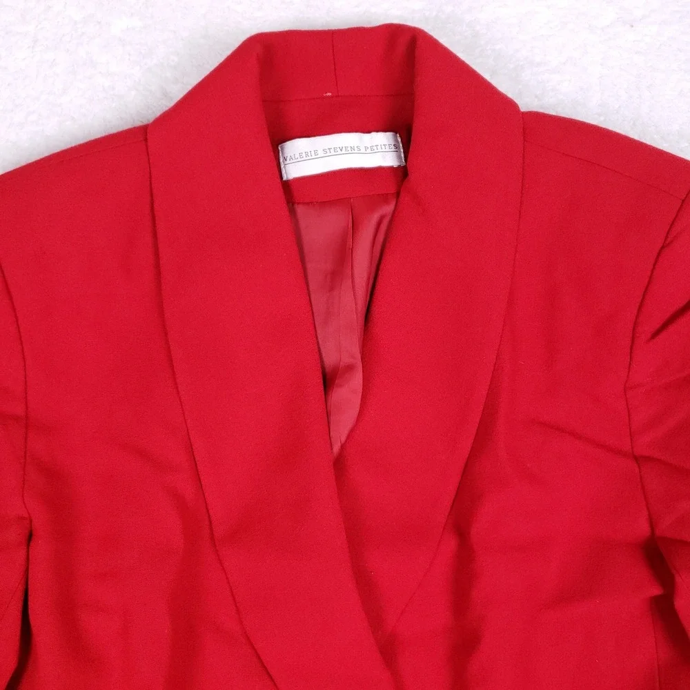 Valerie Stevens Petites Red 100% Pure Wool‎ Double Breasted Blazer Size 10P